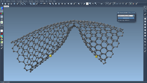 Segment of tube with walls of grey lines forming hexagons, against a medium blue background.