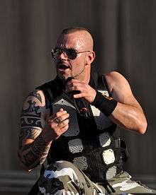 Joakim Brodén, lead vocalist and keyboardist of Sabaton at Wacken Open Air in 2013.