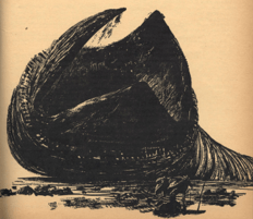 One of the earliest illustrations of a sandworm, by John Schoenherr (, Jan 1965)