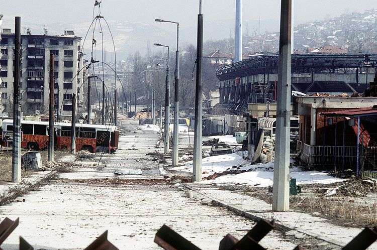 Grbavica Stadium during the war