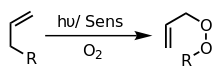 Reaction of singlet oxygen with an allyl structure to give allyl peroxide