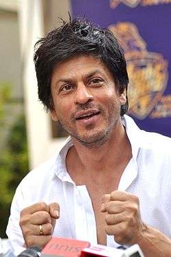 Apicture of Shah Rukh Khan, looking towards the camera