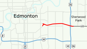 Sherwood Park Freeway is a freeway in east Edmonton, stretching 7.1 km into Strathcona County ending east of Anthony Henday Drive.