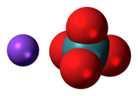 Space-filling models of the component ions of sodium pertechnetate