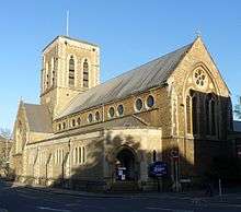 Exterior shot of large parish church