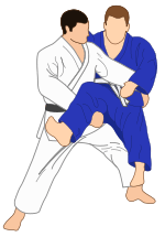 Illustration of judoka performing Sukui-nage throw