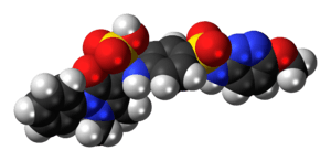 Space-filling model of the sulfamazone molecule