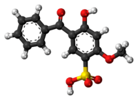 Ball-and-stick model of the sulisobenzone molecule