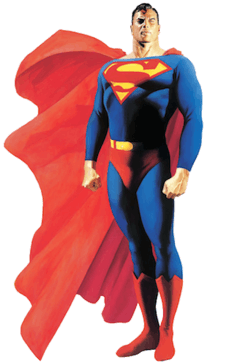 Superman with his cape billowing