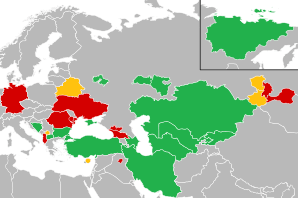 A coloured map of the countries of Europe