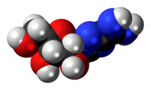 Ball-and-stick model of the taribavirin molecule