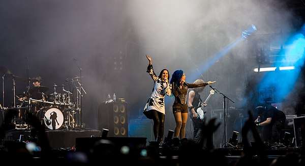 Turunen with Alissa White-Gluz live at Wacken Open Air 2016