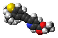 Space-filling model of the tazarotene molecule