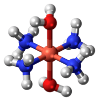 Ball-and-stick model of the tetraamminediaquacopper (II) cation