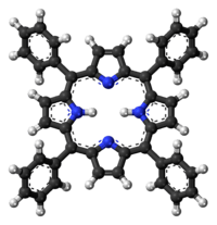 Ball-and-stick model of the tetraphenylporphyrin molecule