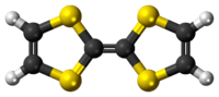 Ball-and-stick model of the tetrathiafulvalene molecule