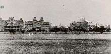 It shows, left to right, Ross Hall, Old Main, and Foster Hall.