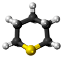 Ball-and-stick model of the thiane molecule