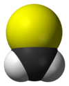 Ball-and-stick model of the thioformaldehyde molecule