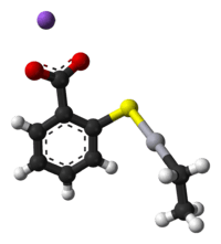 Ball-and-stick chemical diagram of the same compound.