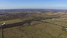 An aerial view of Tioga, TX from the southeast of town.