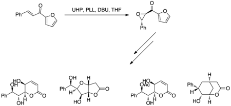 The Juliá–Colonna Epoxidation has been applied to the Total Synthesis of (+)-goniotriol 7, (+)-goniofufurone 8, (+)-8-acetylgoniotriol 9 and gonio-pypyrone.