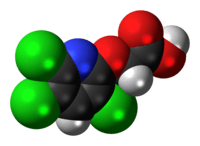 Space-filling model of the triclopyr molecule