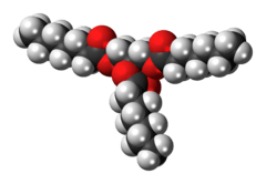 Space-filling model of the triheptanoin molecule