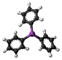 Ball-and-stick model of the triphenylstibine molecule