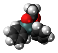 Space-filling model of the fentin acetate molecule