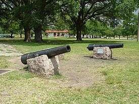 Replicas of the Twin Sisters cannons at San Jacinto Battleground State Historic Site