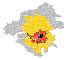 Map of Loire-Atlantique with Nantes and its urban area highlighted