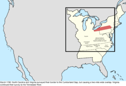 Map of the change to the United States in central North America in March 1780