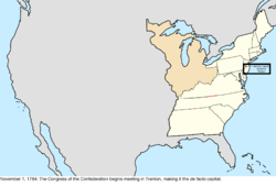 Map of the change to the United States in central North America on November 1, 1784