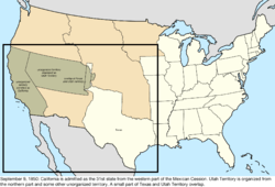 Map of the change to the United States in central North America on September 9, 1850