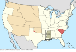 Map of the change to the United States in central North America on January 9, 1861