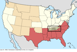 Map of the change to the United States in central North America on July 24, 1866