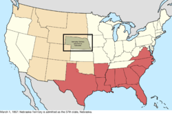 Map of the change to the United States in central North America on March 1, 1867