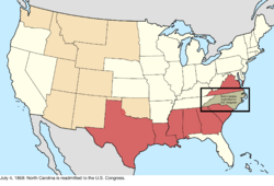 Map of the change to the United States in central North America on July 4, 1868