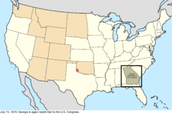 Map of the change to the United States in central North America on July 15, 1870