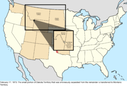 Map of the change to the United States in Central North America on February 17, 1873