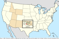 Map of the change to the United States in central North America on May 2, 1890