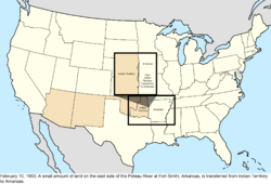 Map of the change to the United States in central North America on February 10, 1905