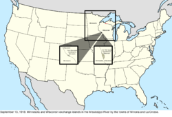 Map of the change to the United States in central North America on September 13, 1918