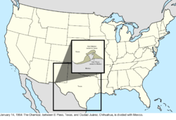 Map of the change to the United States in central North America on January 14, 1964