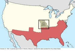 Map of the change to the international disputes involving the United States in central North America on October 31, 1861