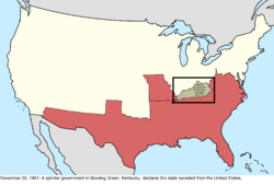 Map of the change to the international disputes involving the United States in central North America on November 20, 1861