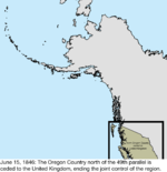 Map of the change to the United States in northwest North America on June 15, 1846