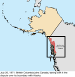 Map of the change to the United States in northwest North America on July 20, 1871