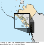 Map of the change to the United States in northwest North America on October 20, 1903